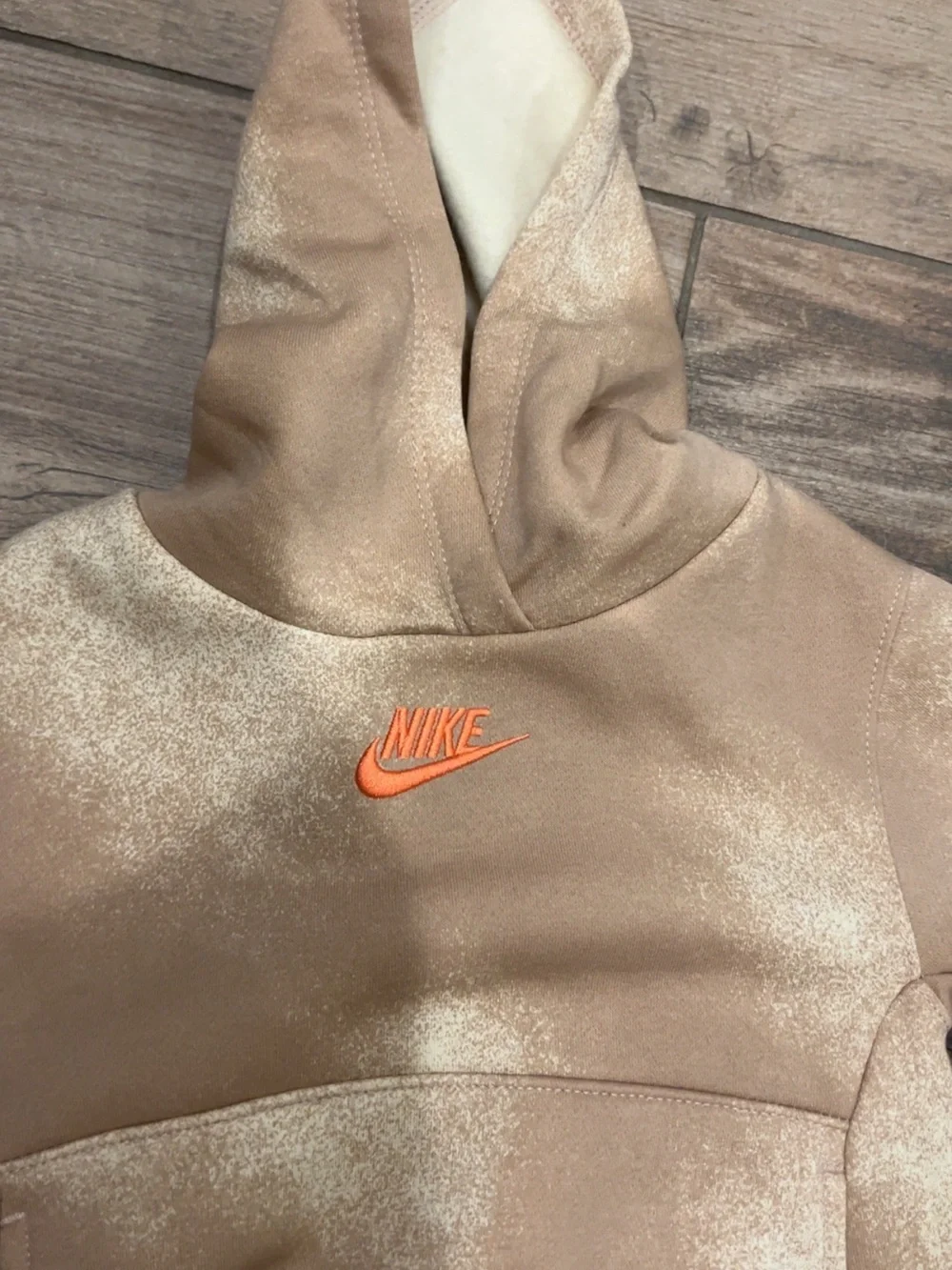Nike Toddler Hoodie Set - Light Beige with Orange Logo - Picture 2 of 3